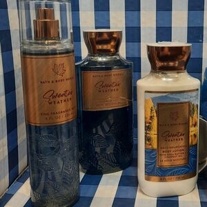 RESERVED;BBW..S. WEATHER 3PC SET, W/ ADD"L MIST, BODY CREAM CHAMP. APPLE/ HONEY